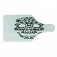 thumbnail image 1 of Sugar Skull Cutting Board, Tradition Latin Celebration Special Day Monochromatic Art, Decorative Tempered Glass Cutting and Serving Board, Wine Bottle Shape, White and Black, by Ambesonne, 1 of 1
