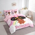 thumbnail image 2 of Castle Fairy Cute Cartoon Black Princess Full Size Bedding Sets 7 Pieces,Magical Castle Rainbow Full Size Bed in a Bag,Pink Gold Blue,Pink Reversible, 2 of 7