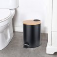 thumbnail image 3 of 3l basurero de baño | basurero de pedal, basurero de cosméticos con cierre suave 124 diseños de moda, con tapa de bambú, basurero doméstico circular negro Zefei Wu 9024735018667, 3 of 5