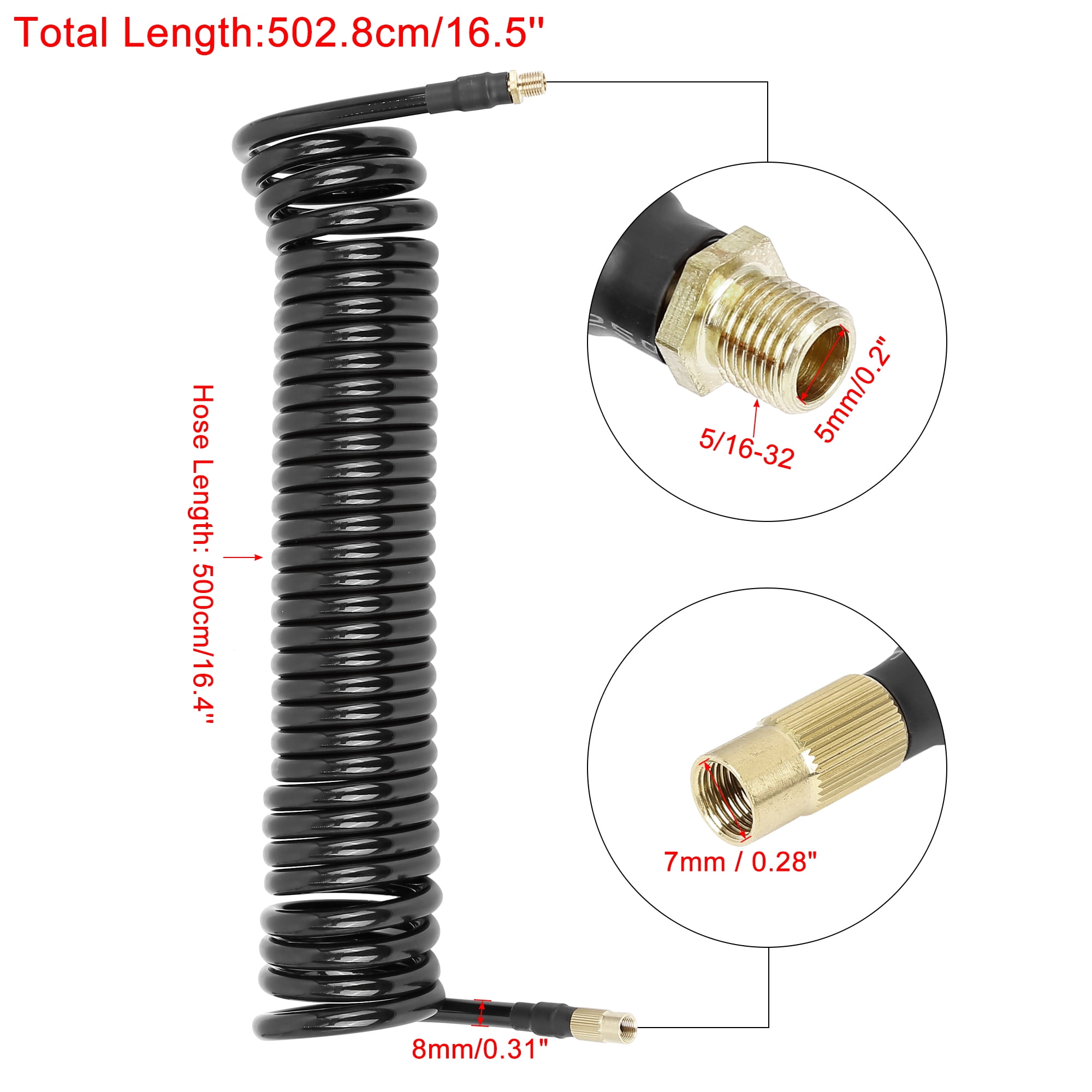 Unique Bargains Universal Flexible Tire Inflator Hose 16.4" with Quick Fittings
