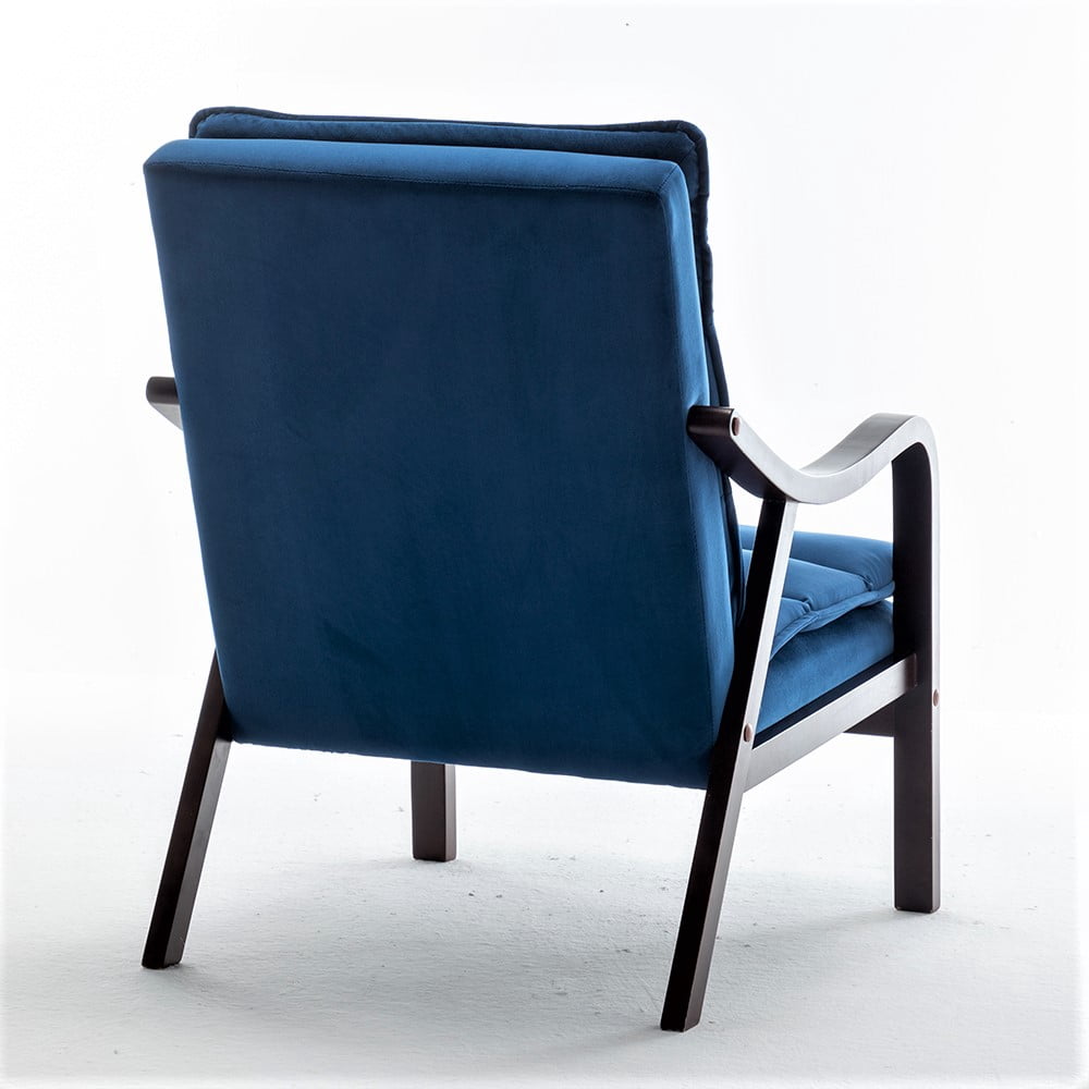 US Pride Furniture Clovis 24.8" Wide Mid-Century Modern Velvet Armchair, Dark Blue