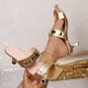 thumbnail image 2 of Mujeres Más Tamaño Pantalones Cortos Estilo Croc Brillante Patrón Tacones con Correa, Tacones con Correa Negros Abierto Dedo Del Pie Correa de Tobillo Primavera Verano, 2 of 9