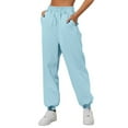 thumbnail image 2 of Gibobby Wide Leg Yoga Pants for Women Loose Comfy Flare Sweatpants with Pockets High Waist Stretch Pants Regular Fit Trouser Pant(Light Blue,L), 2 of 4