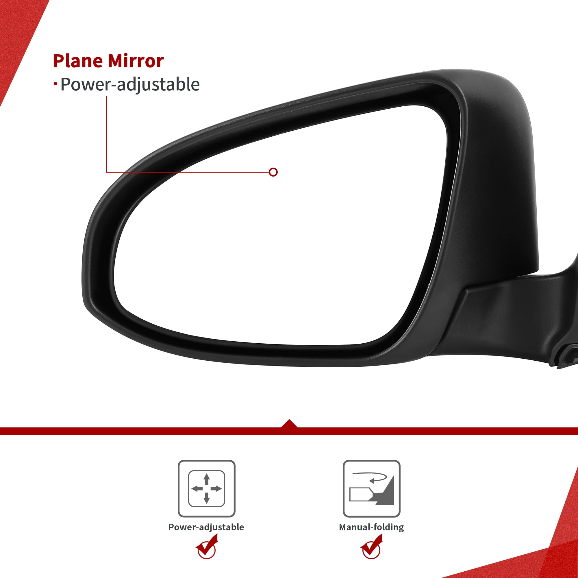 LEDKINGDOMUS Left Driver Side Power Adjusting Manual Folding Black Mirror Compatible With 2014 2015 2016 2017 2018 2019 Toyota Corolla Door Mirror Replacement