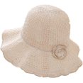 thumbnail image 5 of CoCopeaunts Women Bucket Hat Hollow Out Solid Color Bucket Cap Collapsible Dome Basin Hat with Flower Hatband Ruffled Brim, 5 of 8