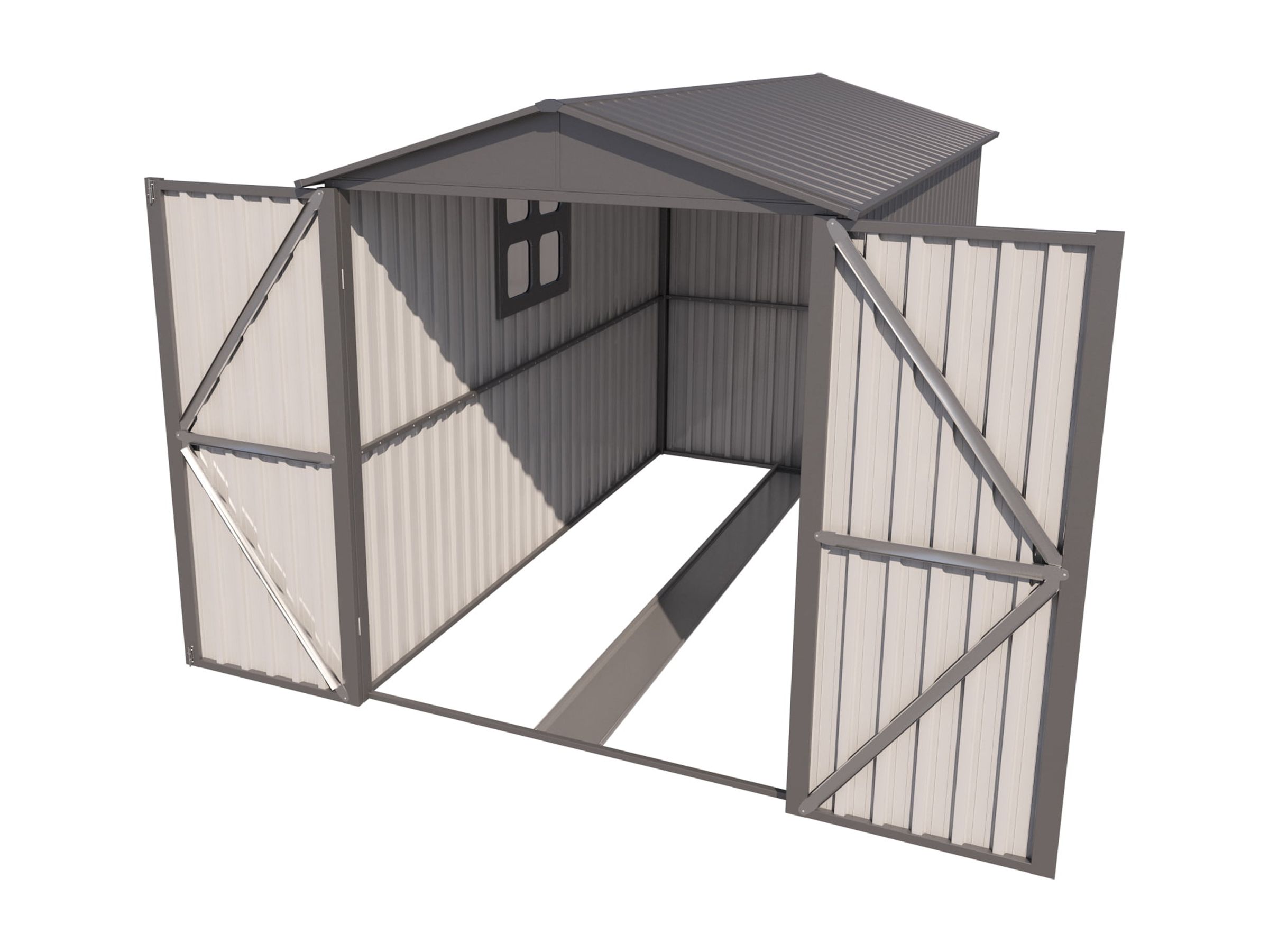 Mintazer 10×6ft Outdoor Motorcycle Storage Shed with Window & Tracks and Fixtures, Large Garden Tool Storage Building for Backyard Lawn Patio, Gray