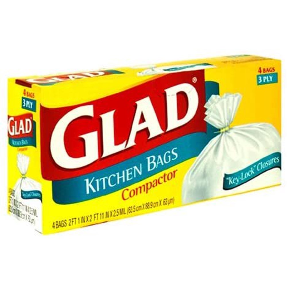 Glad Compactor Kitchen Trash Bags 18 Gallon White Trash Bag 4 count