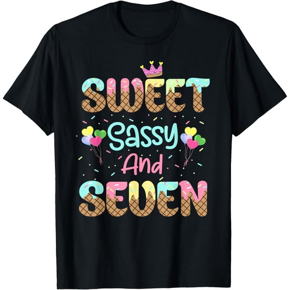Sweet Sassy And Seven Birthday Shirt For Girls 7 Year Old T-Shirt
