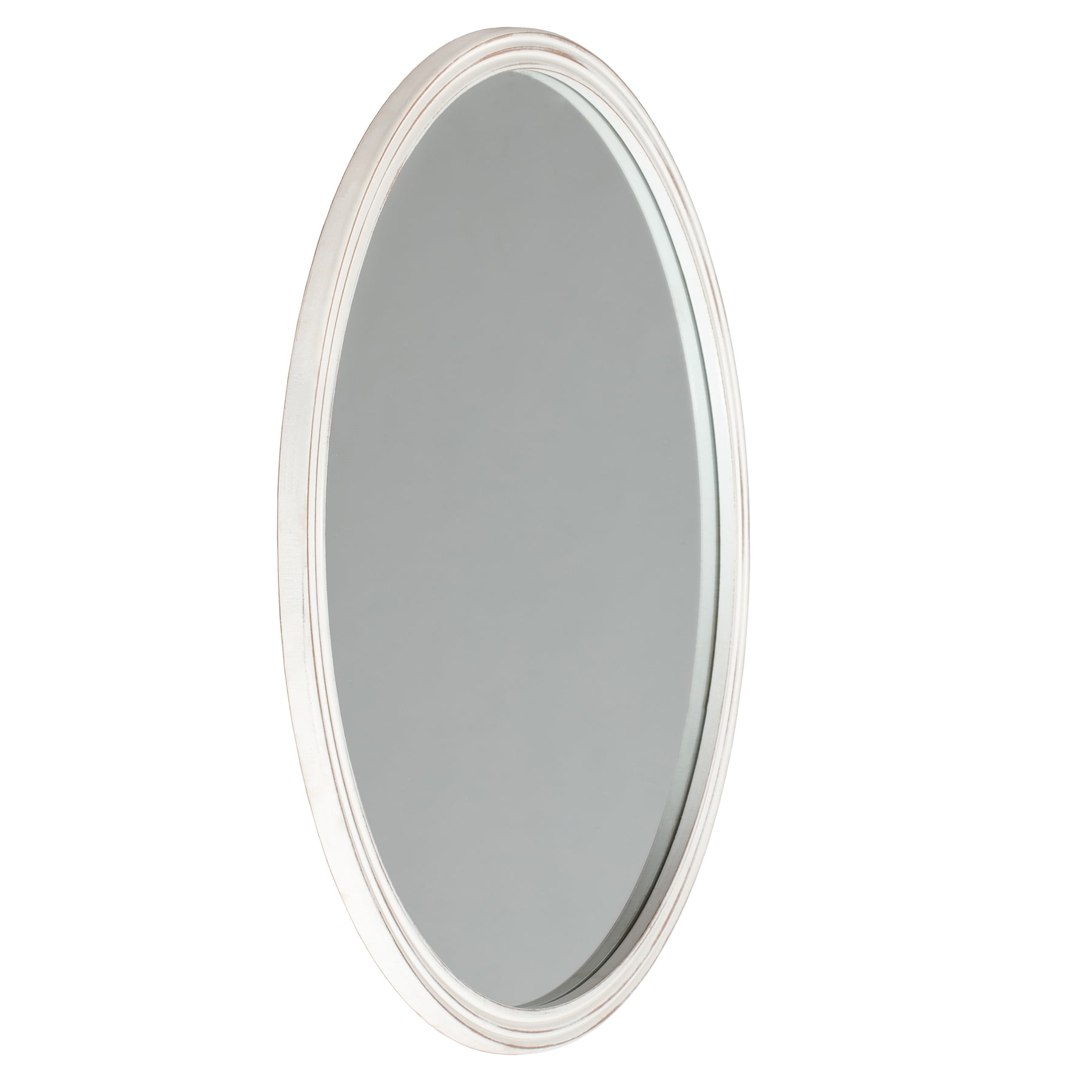 Fetco White 30-in. Round Carved Frame Mirror