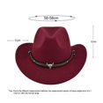 thumbnail image 2 of Women Men Felt Wide Brim Western Cowboy Hats Belt Buckle Panama Hat, 2 of 5