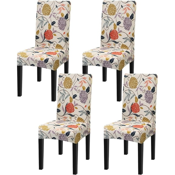 Chair Covers for Dining Room Stretch Dining Chair Covers Set of 4 Parsons Chair Slipcover Removable Washable Kitchen Chair Slipcovers for Dining Room Party Banquet,Flower