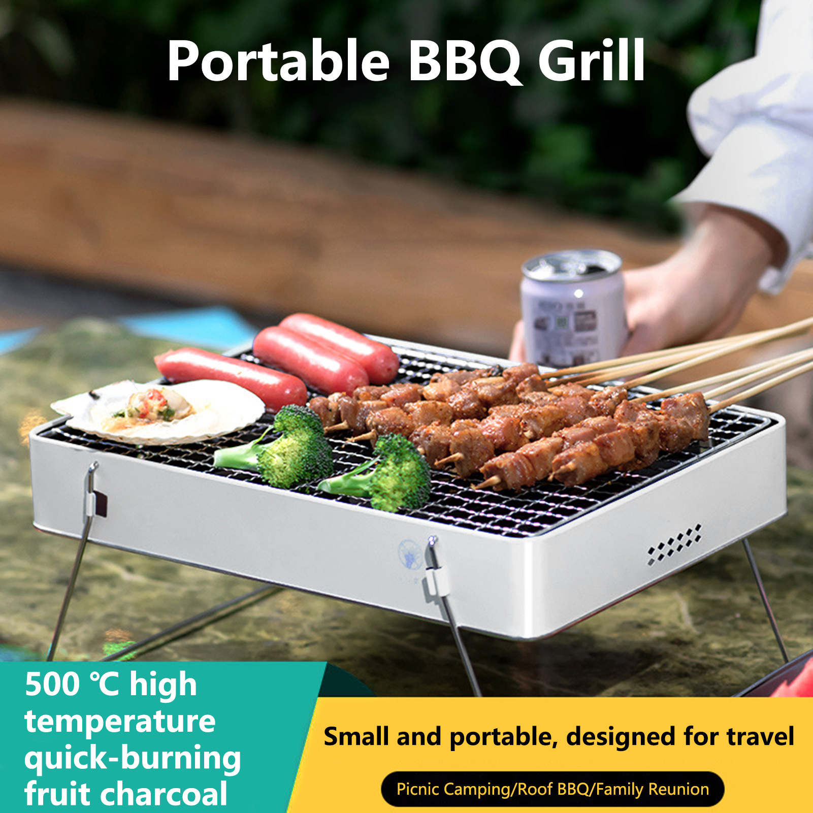 Hariumiu Disposable Charcoal Grills, Food Grade Portable Folding BBQ