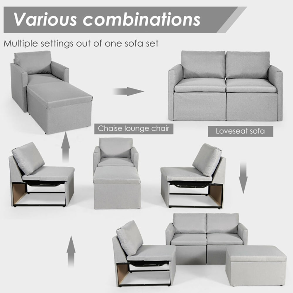 Finihen Convertible Sofa Bed, Modern Convertible Sleeper Couch, Convertible L-Shaped Sectional Sofa Couch with Reversible Chaise, for Living Room, Light Gray Finihen Convertible Sofa Bed, Modern Convertible Sleeper Couch, Convertible L-Shaped Sectional Sofa Couch with Reversible Chaise, for Living Room, Light Gray