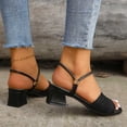 thumbnail image 4 of Lenago Women's Open Toe Chunky Heel Sandals Ankle Strap Platform Slides Summer Casual Walking Shoes Comfortable Fashionable Summer Vacation Black 7.5, 4 of 9