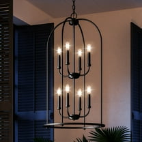 Luxury Modern Farmhouse Chandelier, 33H x 18W, with Coastal Style, Midnight Black, UHP3979 by Urban Ambiance