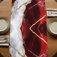 thumbnail image 5 of Marble Red 72 Inch Table Runner, Modern Abstract Gold White Brick Stone Motif Farmhouse Dresser Scarf Cotton & Linen Tablerunner for Dining/Kitchen Island/Holiday Party Décor 13" x 72", 5 of 9