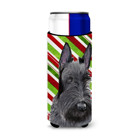 Carolines Treasures SC9346MUK Scottish Terrier Candy Cane Holiday Christmas Ultra Hugger for slim cans Slim Can