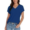 thumbnail image 4 of Womens 3/4 Length Sleeve Tops Crew Neck Basic Tees Shirts Casual Loose Fit Blouses, 4 of 8