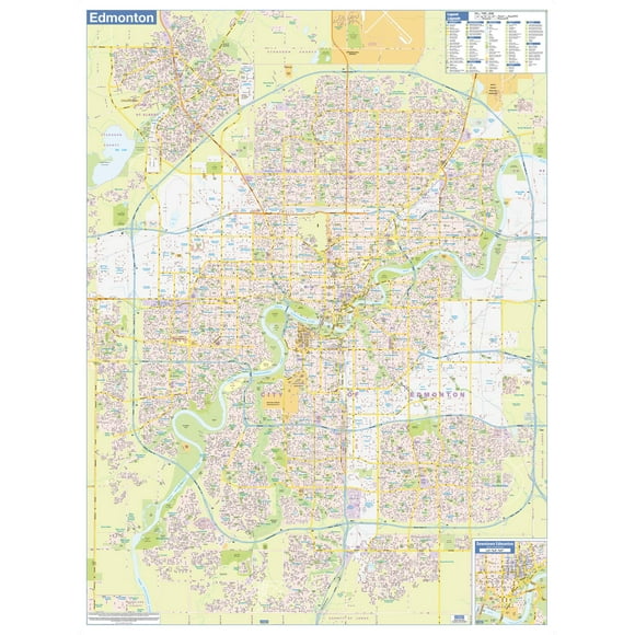 Lucidmap: Edmonton Wall Map - Street Detail - Large - 37 x 49 inch Poster - Front Lamination