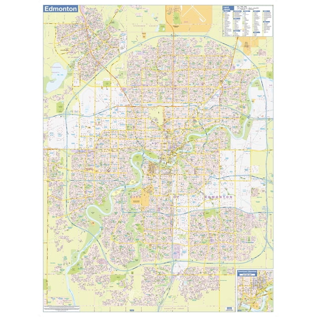 Lucidmap: Edmonton Wall Map - Street Detail - Large - 37 x 49 inch Poster - Front Lamination