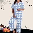 thumbnail image 2 of Women's 2 Piece Lounge Pajama Sets Women Floral Print Button Down Pajama Sets Soft Nightwear Outfit Cozy Blue XXL, 2 of 7