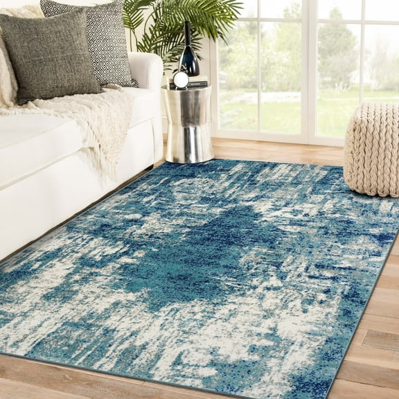 Luxe Weavers Victoria Collection 9086 Light Blue 4x5 Abstract Area Rug