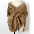 thumbnail image 3 of LEKODE Faux Fur Shawl for Wedding Thick Shawl Women Cape Womens Poncho Women's Shawl Khaki One Size, 3 of 3