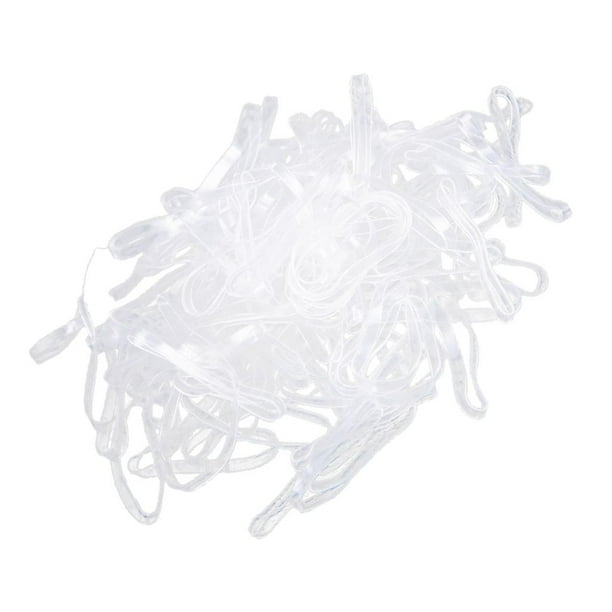 100 bandas elásticas de goma para niña, anillos, coleteros, lazos para el pelo Blanco