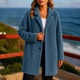 thumbnail image 5 of DeHolifer Women's Coat Plus Size Fleece Lapel Button Down Solid Color Mid-Length Winter Warm Outwear Navy, 5 of 5