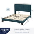 thumbnail image 7 of Sifurni Queen Size Platform Bed Frame with Wingback Fabric Upholstered Square Stitched Headboard and Wooden Slats, Navy Blue, 7 of 7
