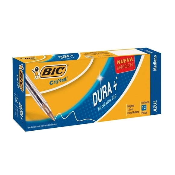 Bolígrafo BIC Cristal Punto Mediano Color Azul 12 Piezas