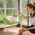 thumbnail image 3 of Cat Hammock Bed for Cage, 18.5 Inch Hanging Cat Bed Hammock Perch Chair with Adjustable Straps and Metal Hook, Breathable Kitten Pet Hammock Swing for Indoor Small Dogs Puppy up to 15.4lb, 3 of 4