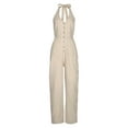 thumbnail image 5 of LASCANA Women's Button Down Halterneck Jumpsuit Buttons, 5 of 6
