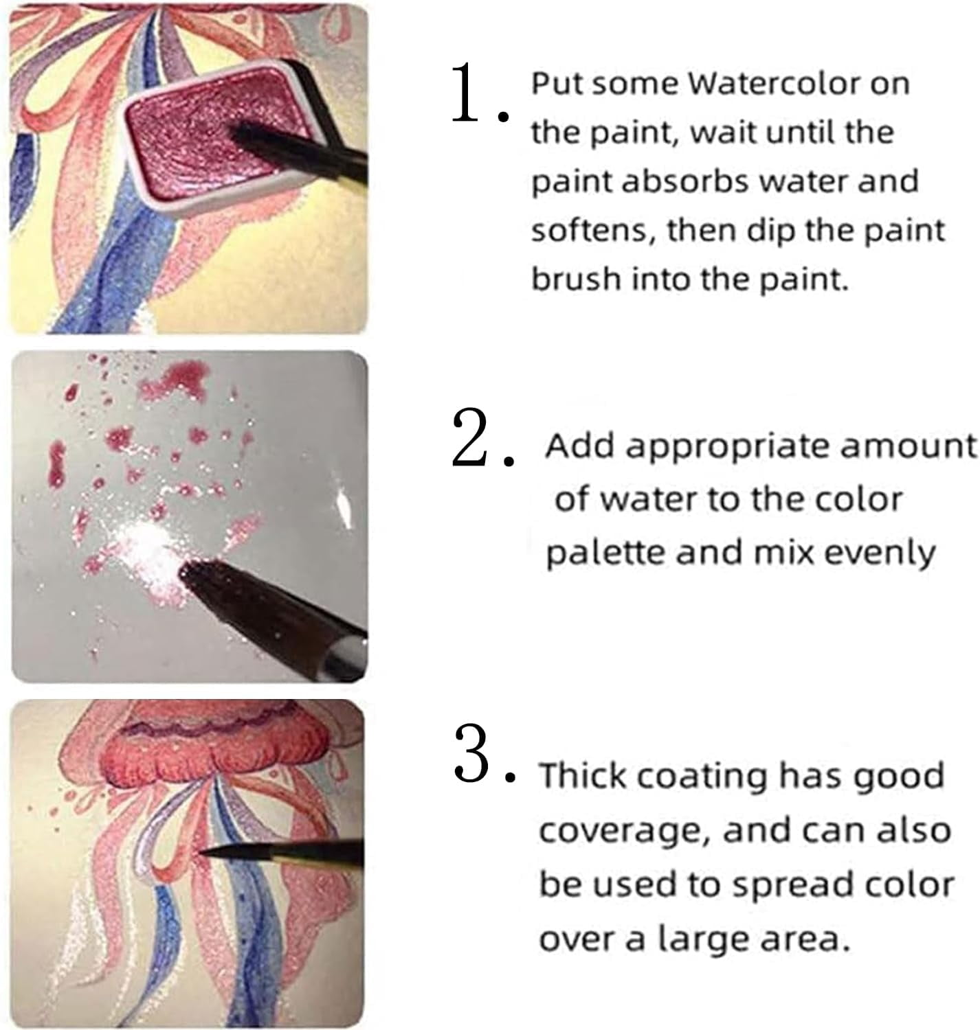 Caedrea Kolor-Ful - Powder Mineral Pearl Pigment Art Watercolor, Forestry Color Shifting Watercolor Paint, 20/24 Colors Shimmer Metallic Colourful Paints Set with Pen for Beginner
