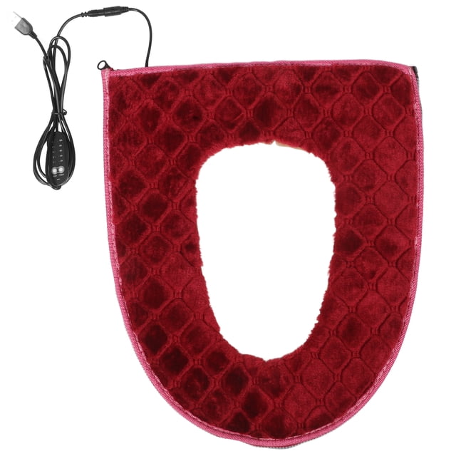 ColoMX Cojín para asiento de inodoro con calefacción rápida, alimentado por USB, con patrón a cuadros, lavable, cómodo cojín para asiento de inodoro