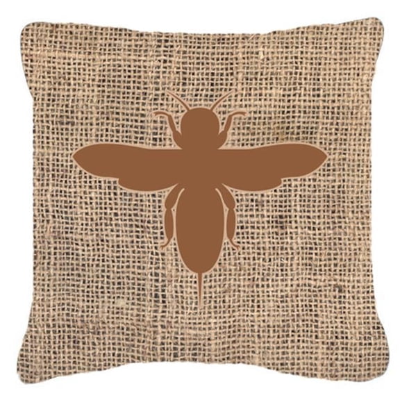 Bee Burlap And Brown Indoor & Outdoor Fabric Decorative Pillow - 18 x 18 in.
