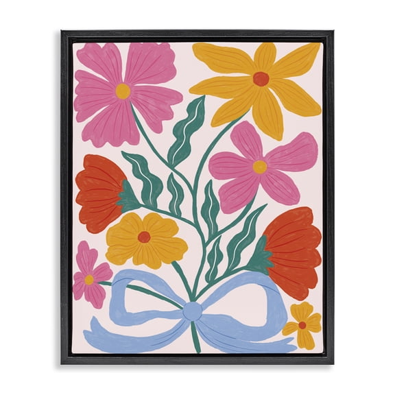 Stupell Industries Eclectic Mid Century Fresh Florals Black Floating Frame Canvas Art, 17 x 21, by Lisa Barlow