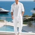 thumbnail image 5 of Men's Casual Two Piece Set Long Sleeve Button Henley Top and Drawstring Pants Lightweight Tracksuit Outfit, 5 of 5