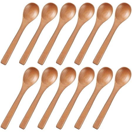 12 Pieces Small Wooden Spoons 5 Inch Soup Spoons Serving Spoons Wooden ...