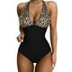 thumbnail image 2 of MKLEKYY Trajes De Baño Mujer 2023 Women'S Swimsuit V Neck Fitting Solid Leopard Printed Swimsuit, 2 of 5
