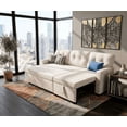 thumbnail image 3 of Howcool 82" Sectional Sofa Bed, L-Shaped Sleeper Pull Out Couch with Storage Chaise & USB Charging Ports, Linen Fabric for Small Apartment Living Room,Beige(Thick Sponge), 3 of 9