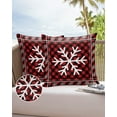 thumbnail image 6 of Pack of 2 Outdoor Pillow Covers, Winter Christmas Snowflake Red and Black Plaid Waterproof Square Throw Pillowcase Cushion Decorative Pillow Covers for Couch Patio Tent, 16x16 in, 6 of 6