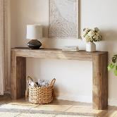 Fnova 63 Inch Solid Wood Console Table, Farmhouse Narrow Sofa Table Behind Couch for Living Room, Hallway, Foyer