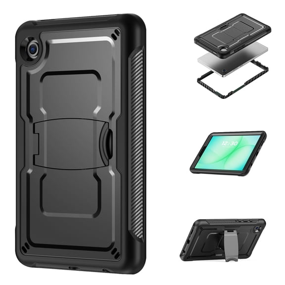 Dteck Case for Samsung Galaxy Tab A11 8.7 Inch 2025 (X133/X135)/A9 2023 (X110/X115/X117), Shockproof TPU PC Case Kickstand Cover for Galaxy Tab A11/A9 8.7 inch,Black