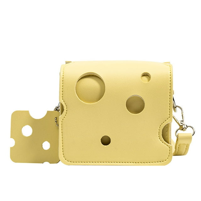 Bolso de PU con correa larga para divertirse en la playa y viajar, diseño de queso moderno, bolso de hombro único Cheesy Chic