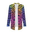 thumbnail image 5 of Garronmavis Womens Cardigan Sweater with Pockets Lightweight Long Sleeve Cardigan Soft Drape Open Front Fall Dusters Plus Size Cover Up Jacket Purple Leopard, 5 of 6