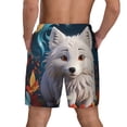 thumbnail image 2 of Lsque Mens Swim Trunks White Wolf With Flowers Pattern - Bathing Suit Compression Liner - Beach Swim Shorts Swimwear - (S-3XL) - Stretch Quick Dry -X-Large, 2 of 9