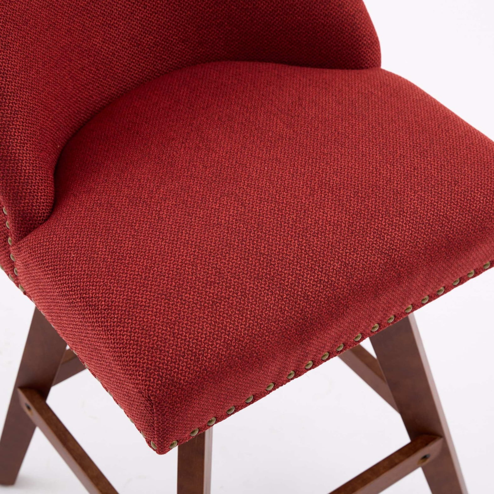 Swivel Bar Stools Set of 2, 26" Counter Height Bar Stools with Back & Footrest, Upholstered Kitchen Island Chairs with Built-in Nailhead Trim for Home Bar, Pub, Wine Red