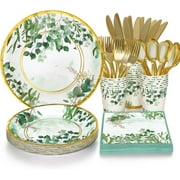 168 Pcs Sage Green Birthday Decorations, Sage Green Plates and Napkins, Green Plates, Baby Plates for Baptism