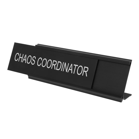 OULII Black Metal Desk Sign, Chaos Coordinator, Sturdy L-Shaped, for Office Decoration